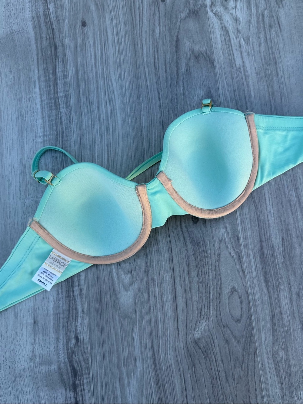 L*SPACE bandeau bikini top in aqua blue - Picture 6 of 6